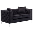 thumbnail image 2 of Lorreto Black Velvet Loveseat, 2 of 4