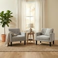 thumbnail image 3 of LAZZO Tufted Accent Chair, Mid Century Modern Upholstered Arm Chair for Living Room, Light Gray, 3 of 9