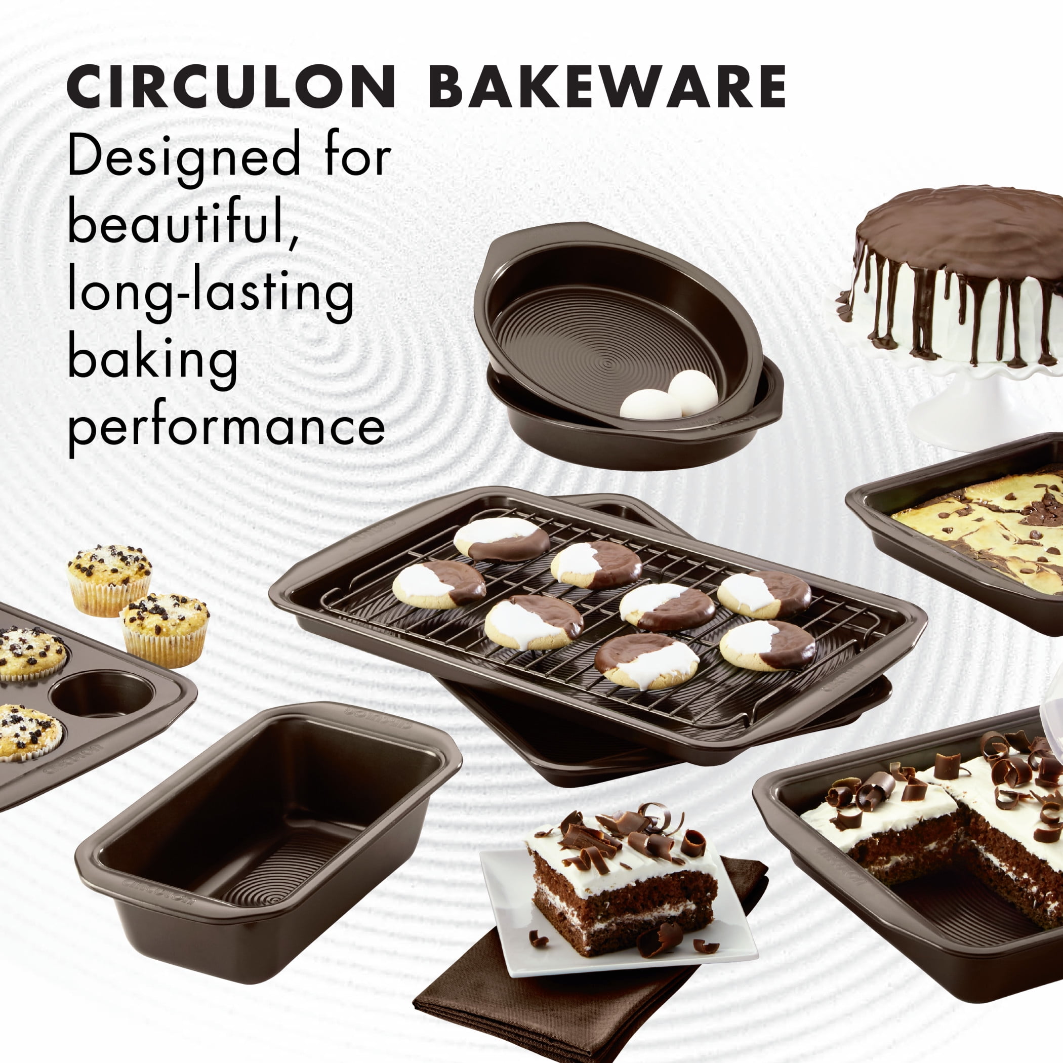  Circulon Nonstick Bakeware Set with Nonstick Cookie Sheet / Baking  Sheet and Cooling Rack - 2 Piece, Chocolate Brown: Home & Kitchen