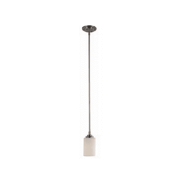 Bel Air Lighting Mod Pod 1-Light Brushed Nickel Hanging Mini Pendant Light Fixture with Frosted Glass Cylinder Shade