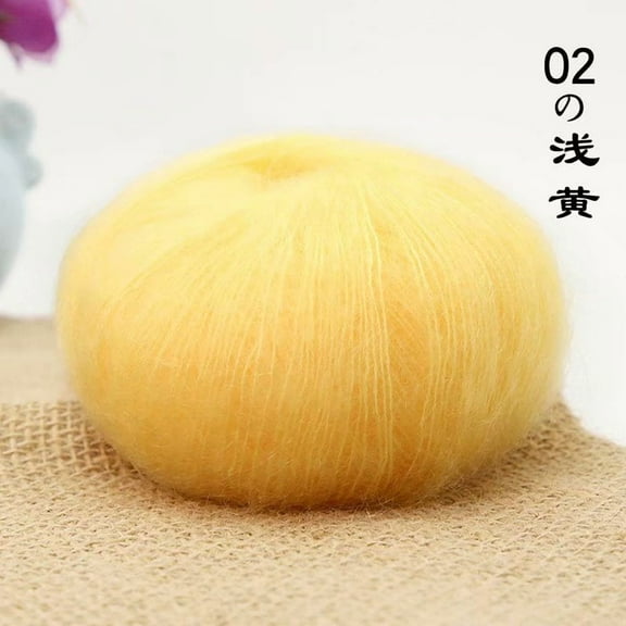 Xiao Hua light yellow silk mohair yarn, 25g single twist - high-quality mohair blend&mohair yarn thread, suitable for delicate knitting, scarves, and high-end DIY crafts