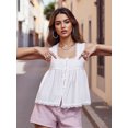 thumbnail image 6 of LMLYSoH Women Tank Top, Sleeveless Tops Square Neck Lace Trim Button Closure Summer Streetwear, 6 of 9