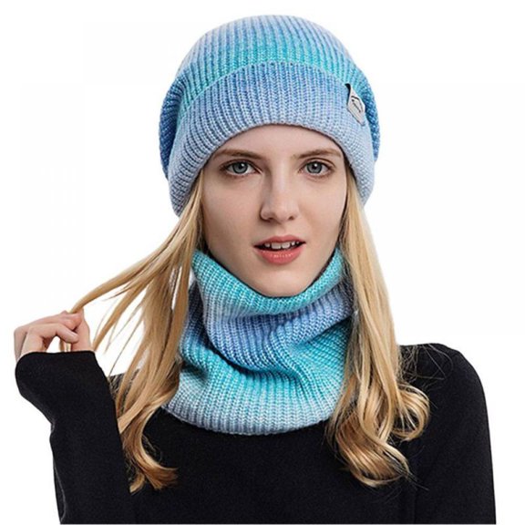 Womens Winter Beanie Hats Scarf Set Warm Knit Hats Skull Cap Neck Warmer for Men Women