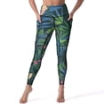 thumbnail image 3 of Tropical Leaf Leggings Pink Floral Print High Waist Yoga Pants Elegant Stretch Yoga Legging Lady Custom Gym Sport Pants, 3 of 6