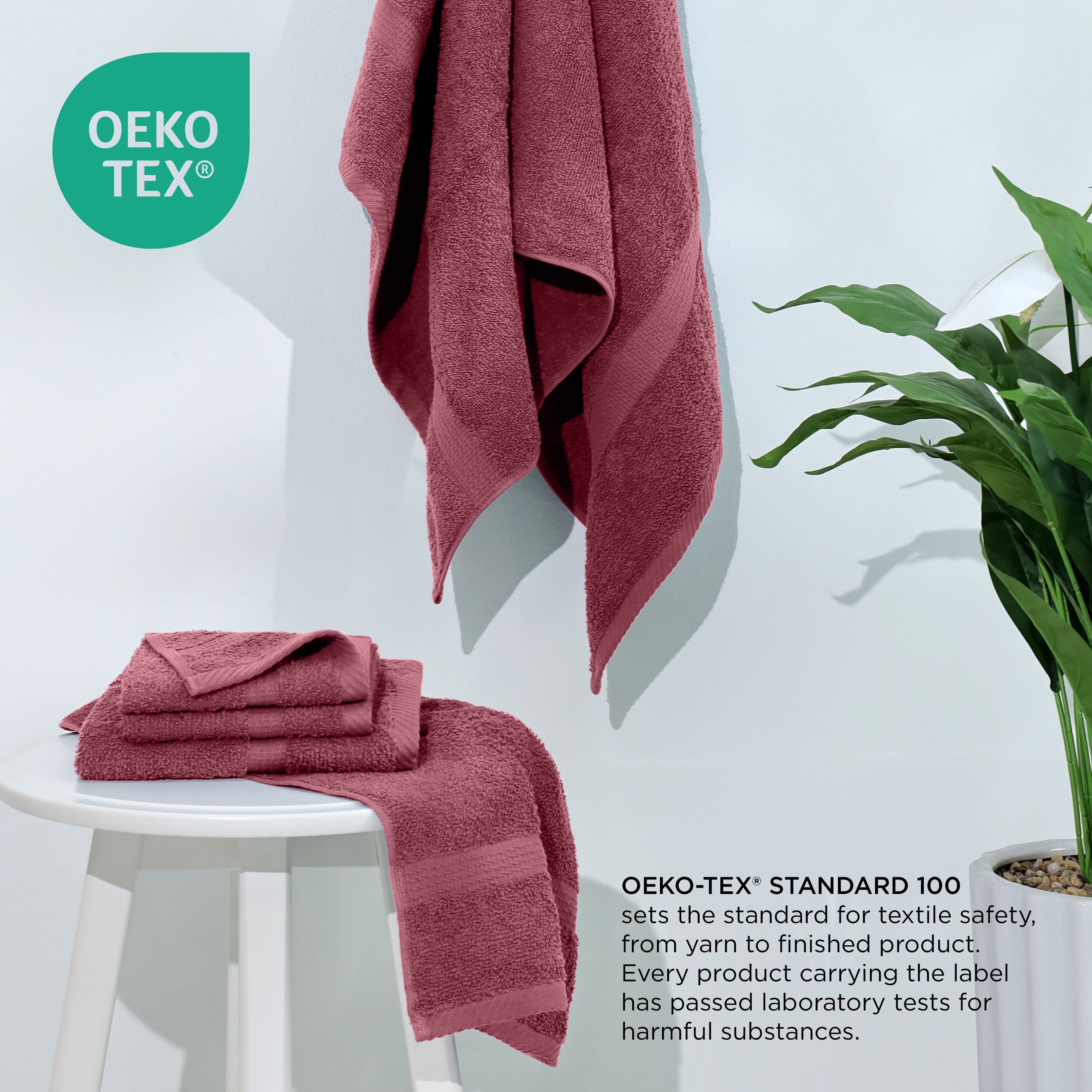 Utica 6-Piece Towel Set | 100% Cotton Soft & Absorbent Everyday Towels | Red