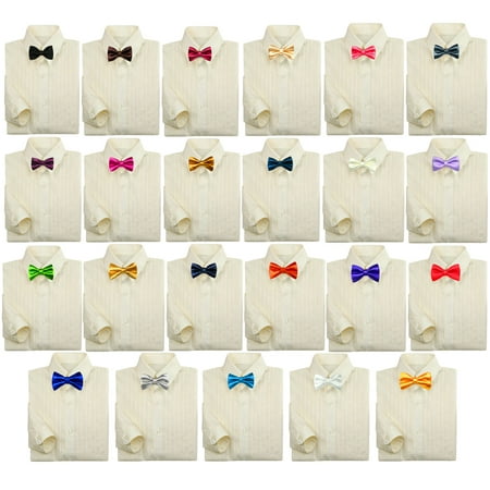 Toddler Baby Kids Boy Formal Tuxedo Suit Ivory Dress Shirt Color Bow tie