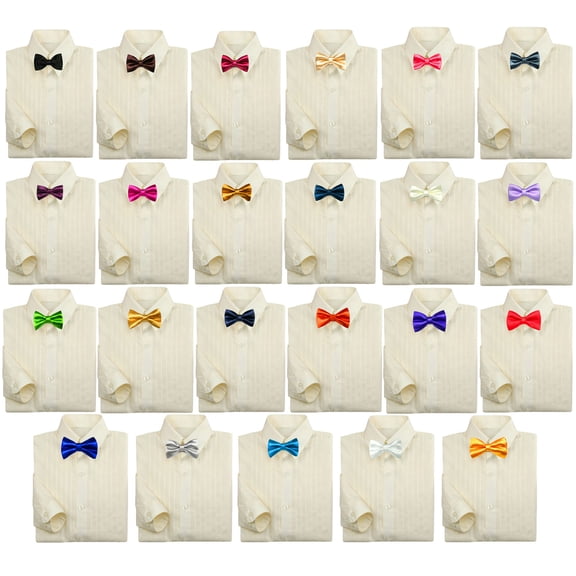 Toddler Baby Kids Boy Formal Tuxedo Suit Ivory Dress Shirt Color Bow tie 0-7