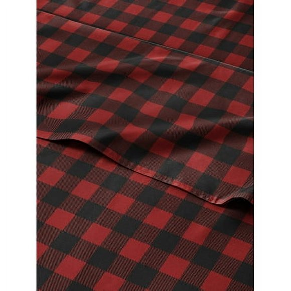 Christmas Sheets King - Buffalo Plaid - 4 Piece Deep Pocket - Christmas Sheet Set - Soft And Wrinkle Free - Holiday Sheets - Winter Bed Sheets - Cute Winter Holiday Sheets - Red And Black Plaid Sheets
