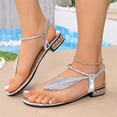 thumbnail image 4 of Flat Sandals for Women Platform Slip-On Open-Toe Ankle Strap Rhinestone Low Heel Beach Orthopedic Wedge Sandals Arch Support Lounge Flip Flops Sandals, 4 of 5