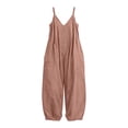 thumbnail image 5 of Women’s Zip‑up Oversized Baggy Jumpsuit, Spaghetti Strap V‑neck Loose Wide Leg Casual Pants, Comfy Loungewear Overalls XL, 5 of 5