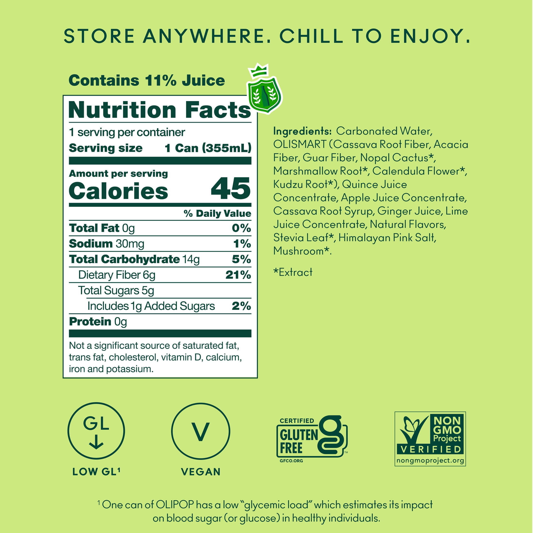 (12 pack) OLIPOP Prebiotic Soda, Ginger Ale, 12 fl oz, Pantry Packs