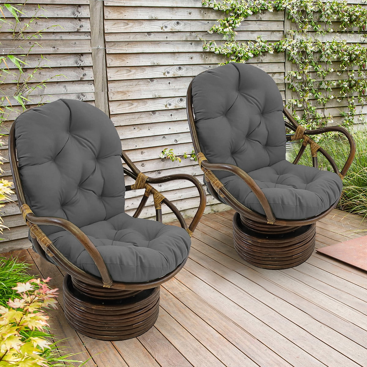 2PCS Swivel Rocker Cushion, 48" x 24" x 6" Solid Twill Swivel Rocker