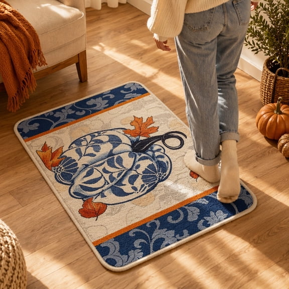 TMOYZQ Fall Pumpkin Welcome Doormat 23.6x15.7 Inch | Autumn Home Decor Front Door Mat for Outside Entry Floor Mat for Indoor Outdoor Entrance