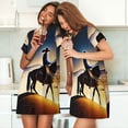 thumbnail image 4 of Balery Azure Sky Western Desert Cowboy Camisón de manga corta con cuello redondo para mujer, cómodo y elegante., 4 of 6