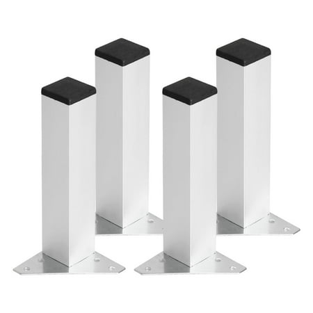10 Inch Wide Storage Cabinet 8 Inch Furniture Legs Aluminium Alloy Feet Table Cabinet Shelves Leg Metal Replacement Adjuster Height 4pcs ()