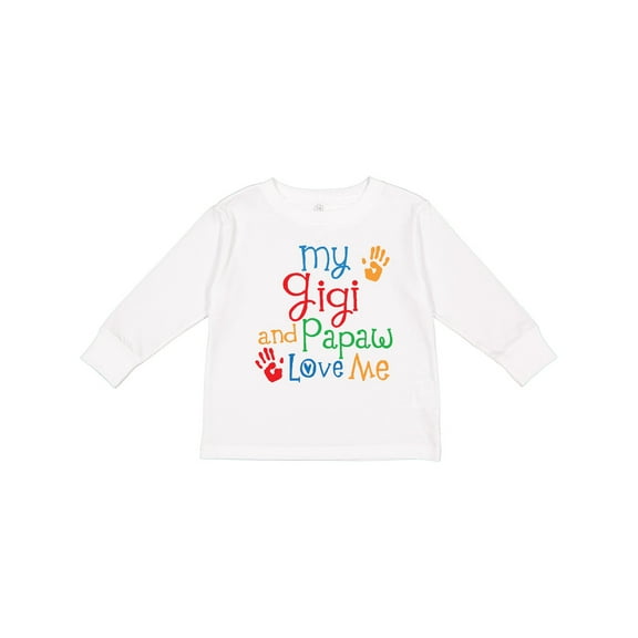 Inktastic Gigi and Papaw Love Me Grandchild Boys or Girls Long Sleeve Toddler T-Shirt