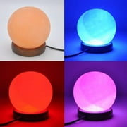 Himalayan Aroma – USB Himalayan Salt Sphere Lamp, Color Changing Lamp, LED Lamp, Wood Base, Handmade, No Installation Required, 1 - 2 lbs