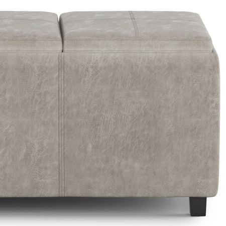 Simpli Home - Avalon Storage Ottoman - Distressed Grey Taupe