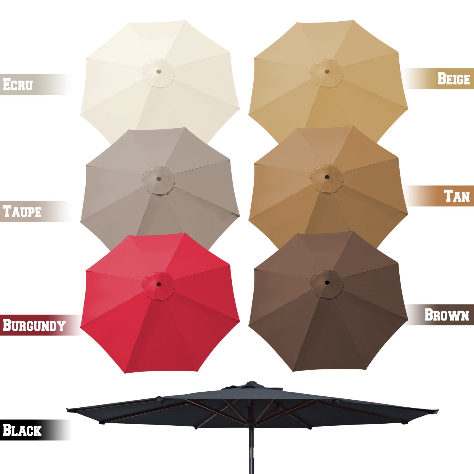Sunrise 9ft 8 Ribs Outdoor, Patio Umbrella Cover Canopy, Replacement Cover Top, Burgundy (Cover Only, Umbrella Frame not Included)