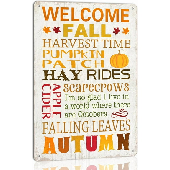 YoyaVex Vintage Wonderland Pumpkin Autumn Patch Halloween Metal Sign 12x8 Inch Home Kitchen Barth Garden Tin Poster