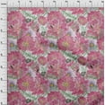 thumbnail image 3 of oneOone Cotton Silk Pink Fabric Leaves & Lotus Floral Quilting Supplies Print Sewing Fabric By The Yard 42 Inch Wide, 3 of 4