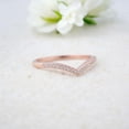 thumbnail image 2 of Diamond Wedding Band V Shape Curved Jewelry Rose Gold Plated Promise Ring Minimalist Handmade Chritsmas Day Gift for Her, 2 of 6