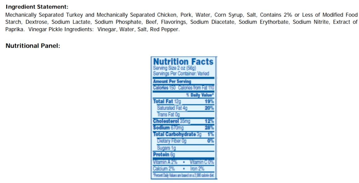 Pickled Bologna Nutritional Information Besto Blog