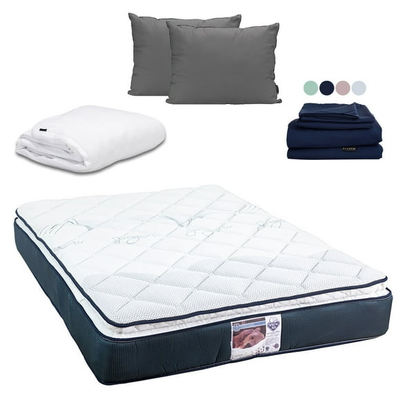 Colchón Queen Size Monaco + Almohada 2Pack + Protector Cloud + Sabanas Softy