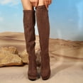 thumbnail image 4 of Bnwani Boots for Women Knee High Fashion Pile Zipper Thick Wedge Knee-High Versatile Casual Suede Boot Brown Size 9, 4 of 8