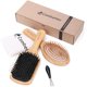 thumbnail image 1 of wonima11 2PCS Bamboo Boar Bristle Hair Brush, Natural Hairbrush Set With Cleaning Claw and Bag, Smoothes Frizz, and Restores Shine for All Hair Types, 1 of 1