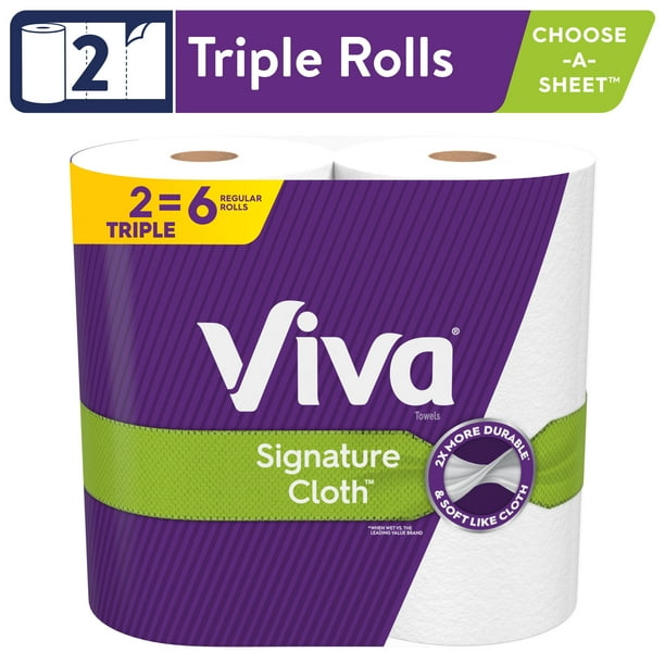 Viva Signature Cloth Paper Towels, 2 Triple Rolls (141 Sheets per Roll