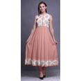 thumbnail image 2 of Bimba Peach Ikat Anarkali Dress Mandarin Collar Sleeveless Kurtis for Women Print Maxi Dress XX-Large, 2 of 6