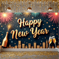 thumbnail image 3 of Decorative Design New Year Banner Colorful Theme Celebration Banner Balloon Decoration Fireworks Party Banner for New Year Party Festival Gathering Event, 3 of 5