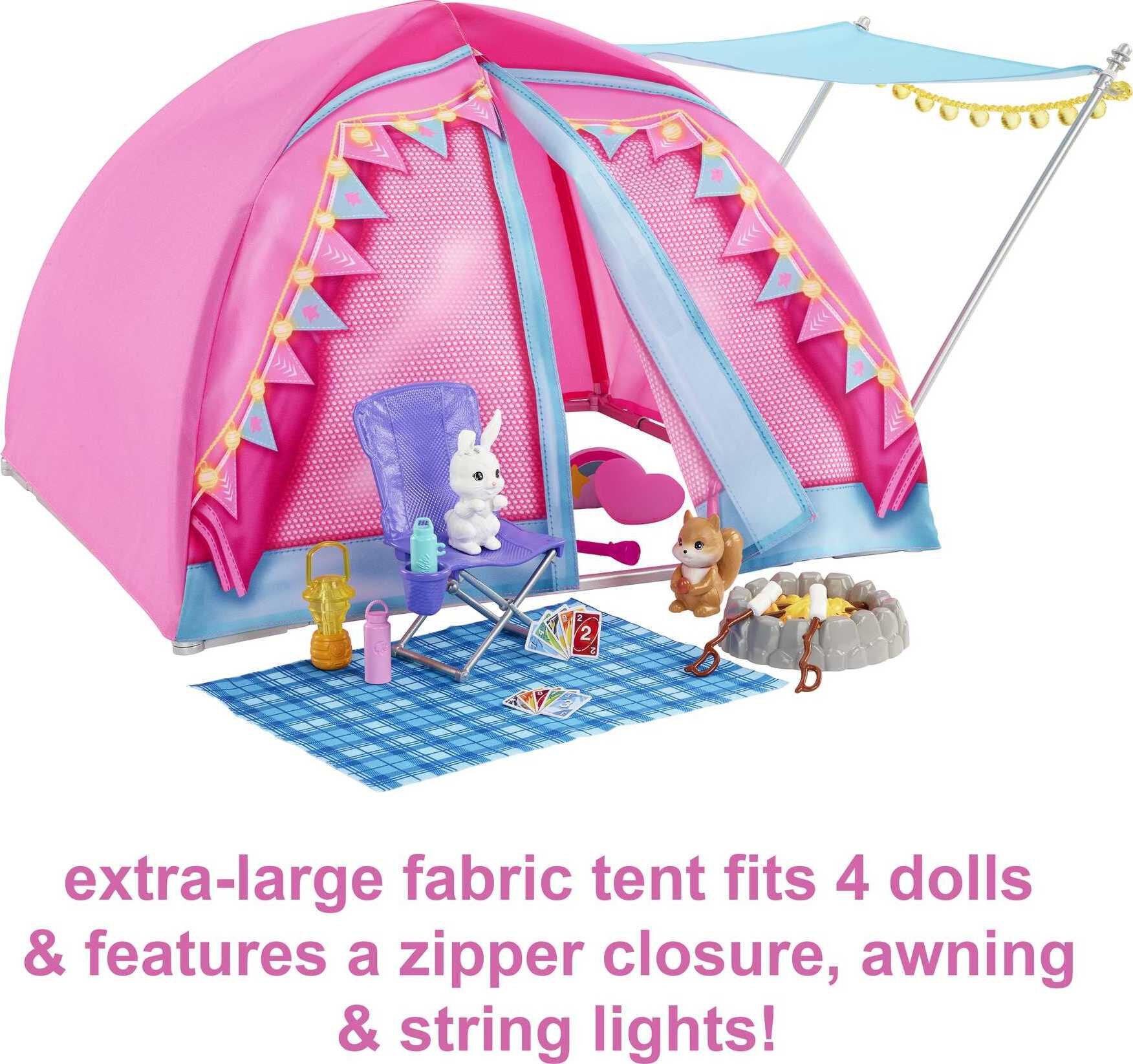 Barbie It Takes Two Let's Go Camping Tent Playset with Brooklyn & Malibu Dolls & 20 Accessories - image 4 of 7