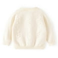 thumbnail image 4 of CYRBOKO Cardigans for Baby Girls, Long Sleeve Knit Cotton Stretch Sweater Coat Beige Size 9-12 Months, 4 of 7