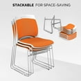 thumbnail image 3 of VINGLI Stackable Chairs Set of 4, Stacking Office Chairs with Metal Sled Base, Ergonomic Plastic Padded Seat & Back, Capacity 350lbs, Stacking Chairs for Waiting Room Break Room Banquet Guest, Orange, 3 of 7