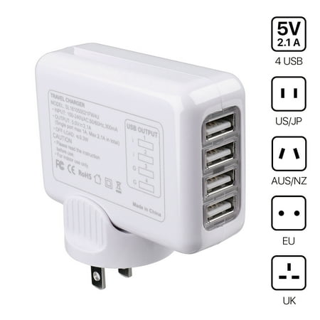 International Universal Power Adapter Converter with 4 USB Charging Ports - All in One Travel Worldwide Plug AC Socket Wall Outlet for US, EU, UK, AU 150 Countries iPhone Apple iPad Laptop (Best All In One Pc Uk)
