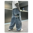 thumbnail image 6 of Tiijoy Toddler Boys Cartoon Embroidery Baggy Jeans Straight Leg Loose Pull On Denim Pants, 6 of 8