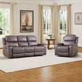 thumbnail image 6 of Bonzy Home Reclining Furniture Set, Manual 3-Seat Sofa and Single Recliner Chair for Living Room，Saddle, 6 of 7