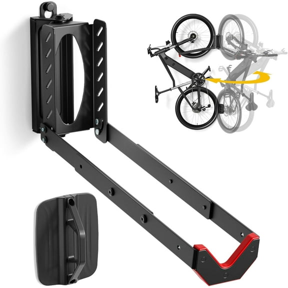 Swivel Bike Wall Mount, No Heavy Lifting Required Bike Wall Mount, Bike Hangers for Garage, Space-Saving Bike Rack Garage, Easy to Load and Unload, Bike Hanger Can Hold Up to 77 lbs