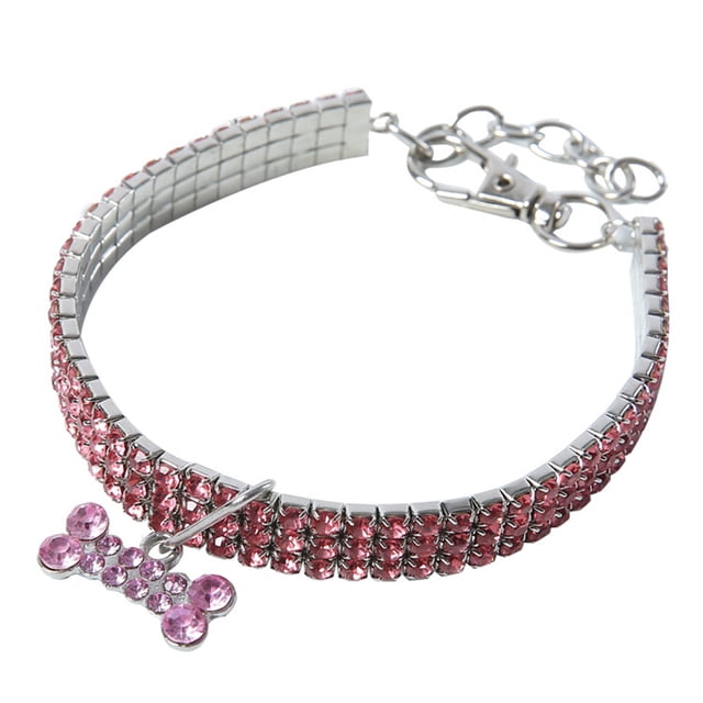 Collier pour Animaux de Compagnie Strass Réglable: Os Collier de Chat Sangle de Cou de Chiot avec Pendentif
