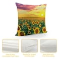 thumbnail image 4 of JEUXUS Throw Pillow Cover Short Plush Pillowcase Painting Beautiful Sunset Over Sunflower White, 4 of 5