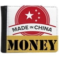 thumbnail image 1 of Made in China Emblem Stars Chinese Money Wallet Purse Flip Bifold Faux Leather Multi-Function, 1 of 4