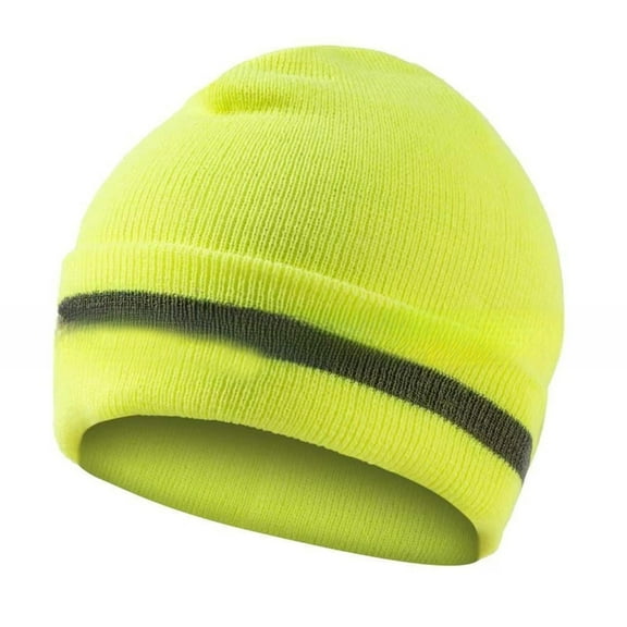 Warm Knitted Hat with Reflective Winter Warm Running Hat Cold Weather Hat