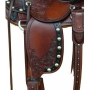 Premium Western Leather Saddle | Hand Tooled Design, Silver Conchos, Trail & Ranch Riding