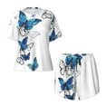 thumbnail image 4 of Lsque Blue Flying Butterflies Women's Short-Sleeved Pajama Set - 2 Piece Soft and Lightweight Sleepwear Set-4X-Large, 4 of 9