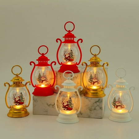 

Meileang Christmas Lantern Santa Claus Snowmen Vintage Battery Operated Portable Home Decoration Flameless Electronic Candle Lamp Night Light Party Supplies Gift