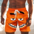 thumbnail image 2 of Fiaer Men's Beach Shorts Funny 3D Expression Graphic Summer Swim Trunks Novelty Beachwear Sports Vacation Shorts with Pockets Orange M, 2 of 4