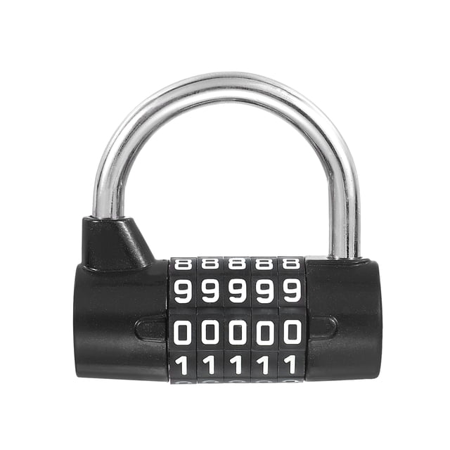 Combination Padlock, 5 Digit Gym Password Safety Padlock for Sports Locker Fence Toolbox Case Drawer Black
