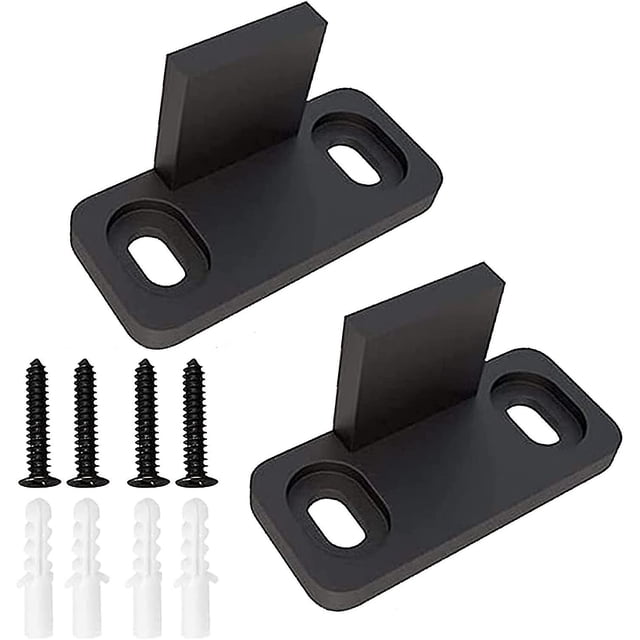 2 piezas de rieles inferiores para puerta, colgador para puerta de granero, tope oscilante, Clips para riel de piso